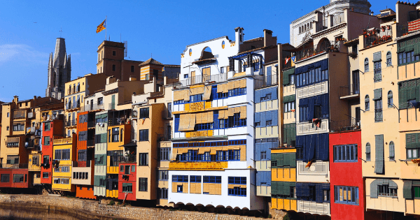 Colorful Houses in Girona's Jewish Quarter