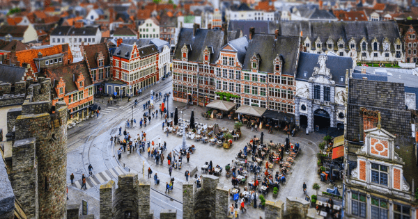 A lively square in Ghent