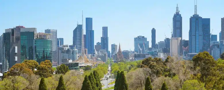 Vista del paisaje urbano de Melbourne, Australia